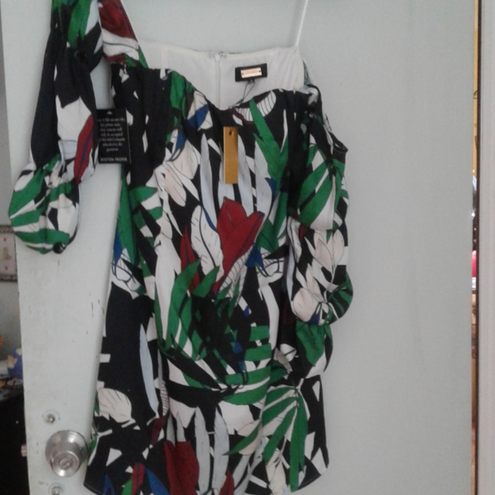Printed off shoulder dress